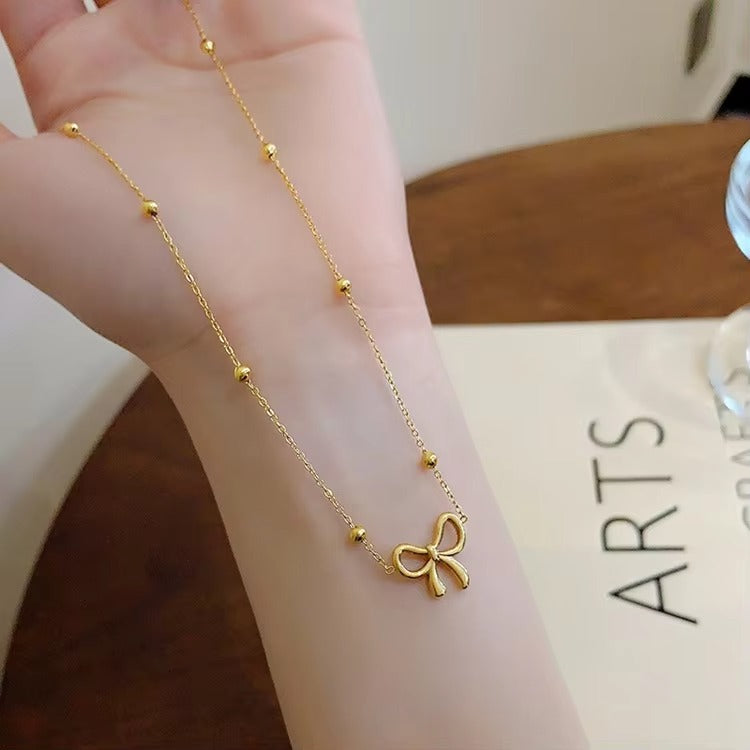 Bow Charm Necklace – Dainty Anti Tarnish Gold Jewelry for Women