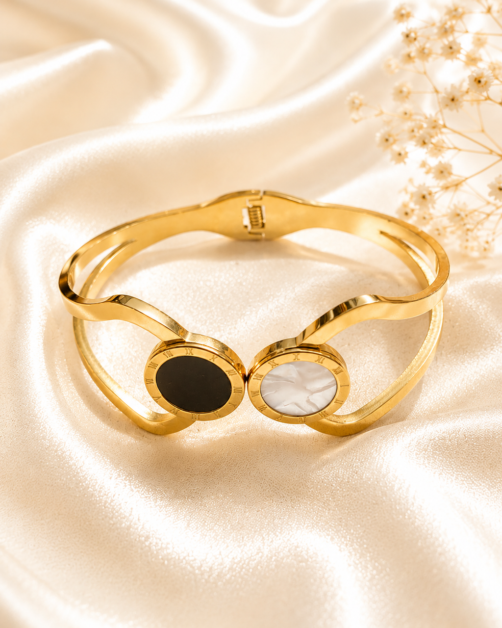 Dual Stone Gold Bangle – Anti Tarnish Premium Jewelry