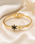 Dual Flower Gold Bangle – Anti Tarnish Dainty Jewelry