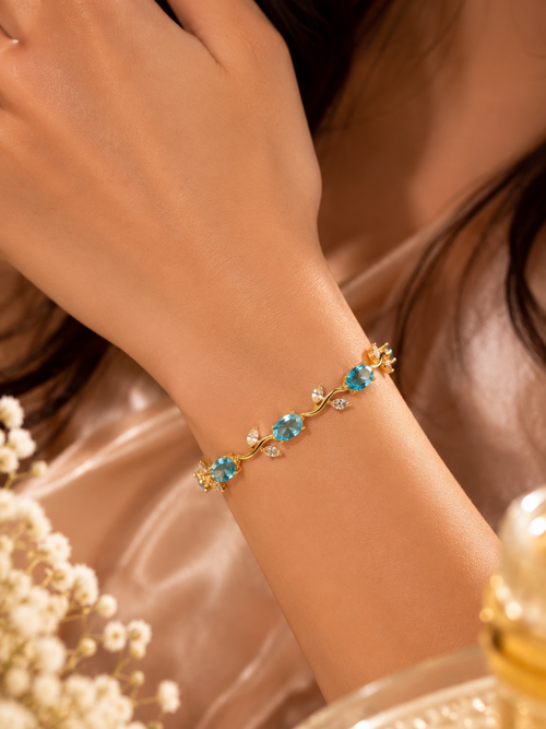 Blue Tulip Gold Bracelet – Anti Tarnish Floral Jewelry