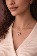 Pink Gemstone Necklace Gold Anti Tarnish | Minimal Pendant Jewelry