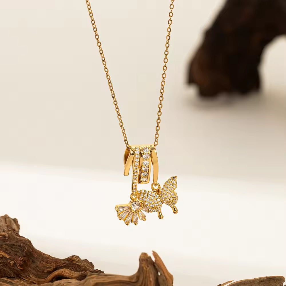 Butterfly Charm Necklace – Anti Tarnish Dainty Gold Jewelry Women