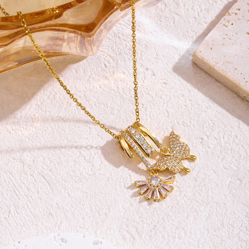 Butterfly Charm Necklace – Anti Tarnish Dainty Gold Jewelry Women