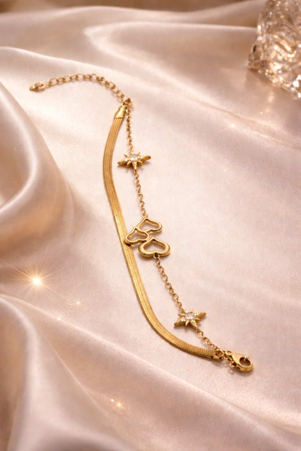 Layered Gold Bracelet Anti Tarnish | Heart Star Charm Jewelry