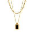 Onyx Layered Pendant Necklace – Anti Tarnish Bold Gold Jewelry Women