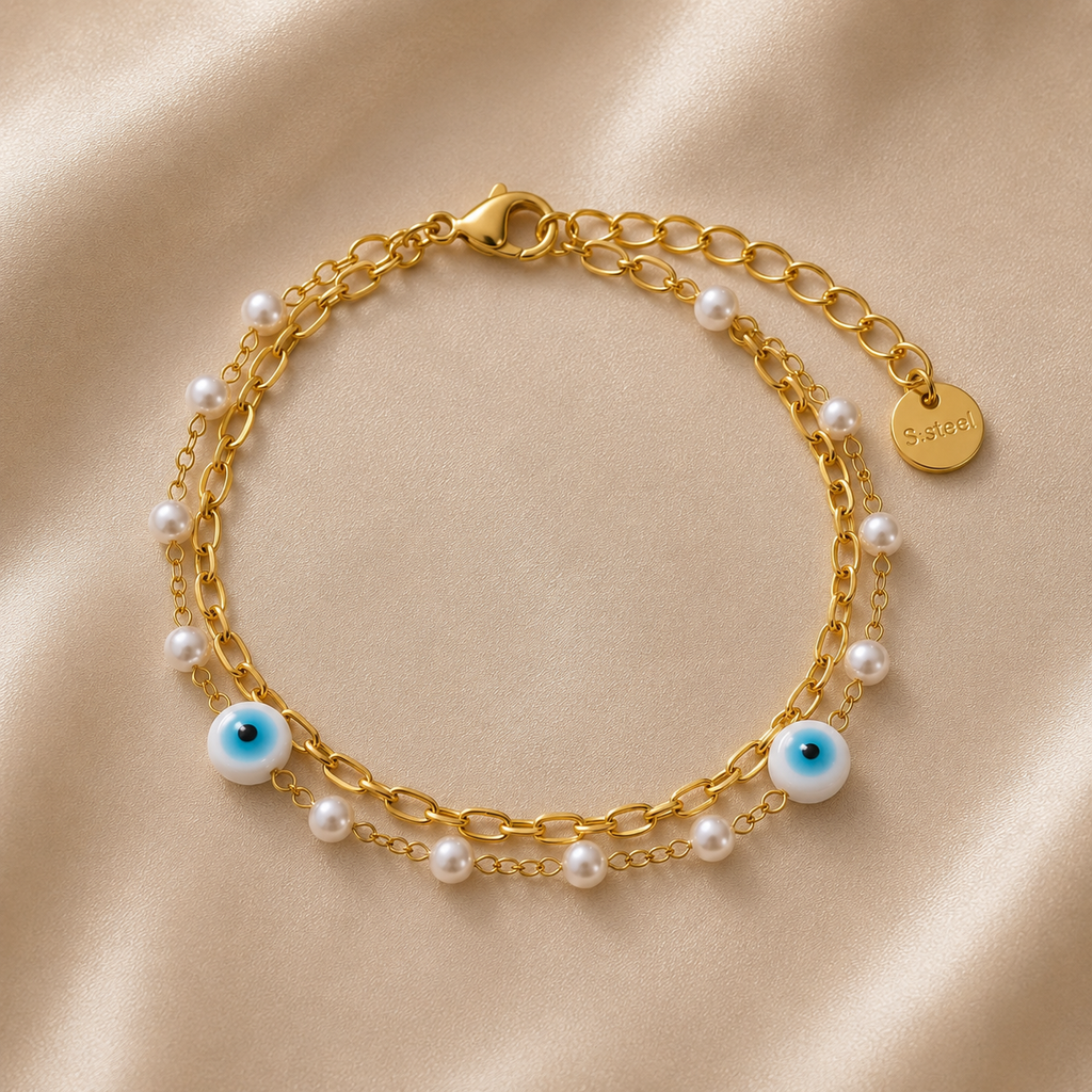Celestial Evil Eye Pearl Bracelet