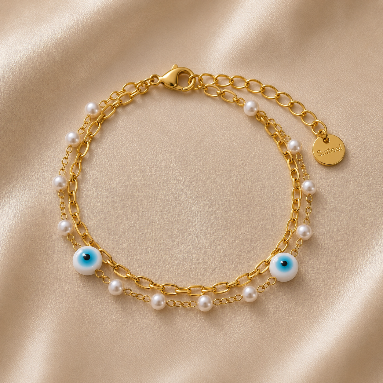 Celestial Evil Eye Pearl Bracelet