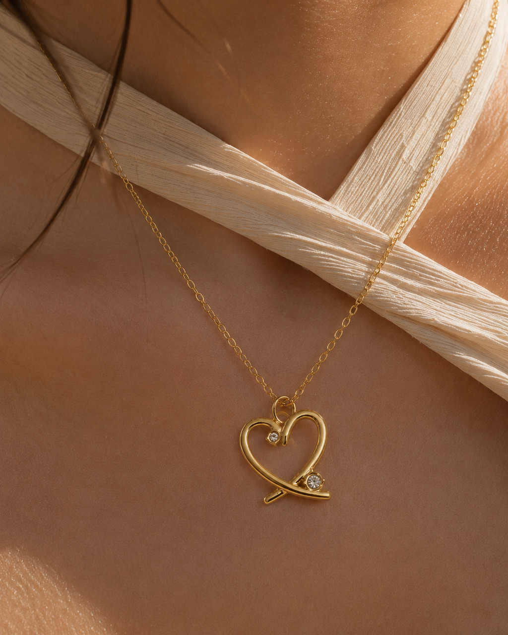 Crystal Heart Gold Necklace – Anti Tarnish Gift Jewelry