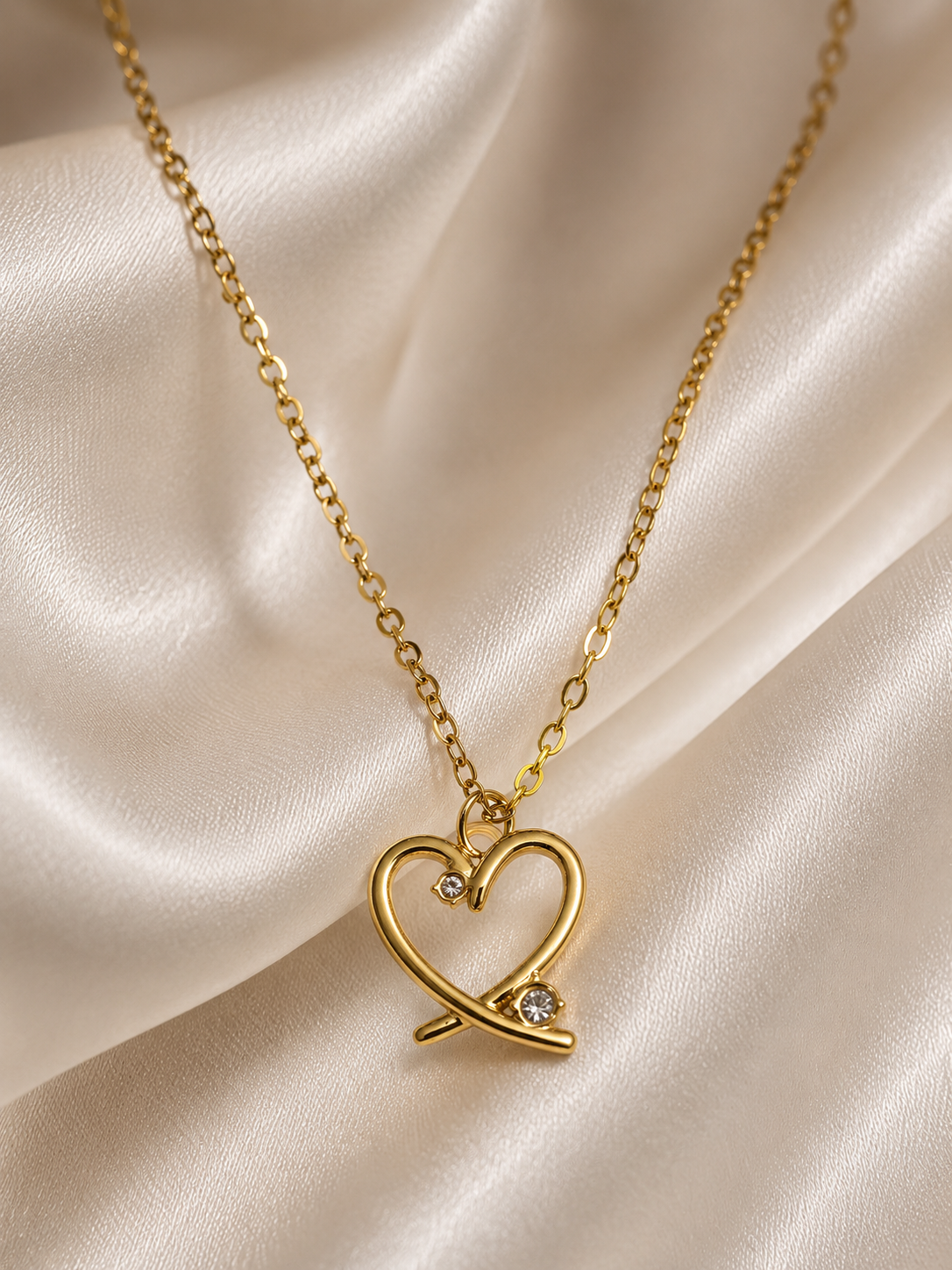 Crystal Heart Gold Necklace – Anti Tarnish Gift Jewelry