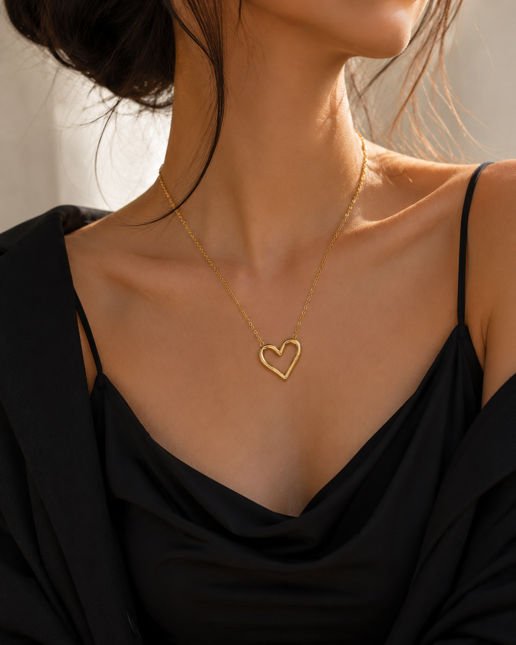 Open Heart Gold Necklace – Anti Tarnish Dainty Jewelry