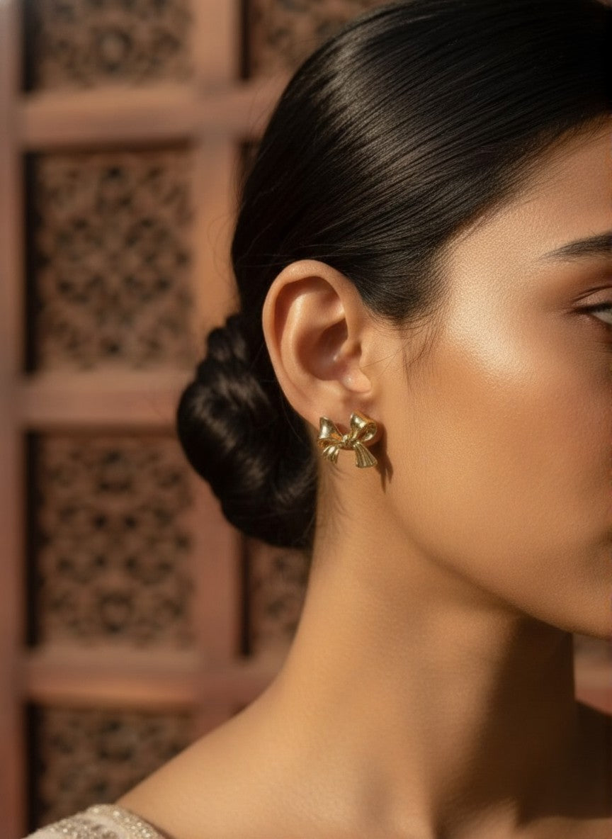 Golden Bow Mini Studs