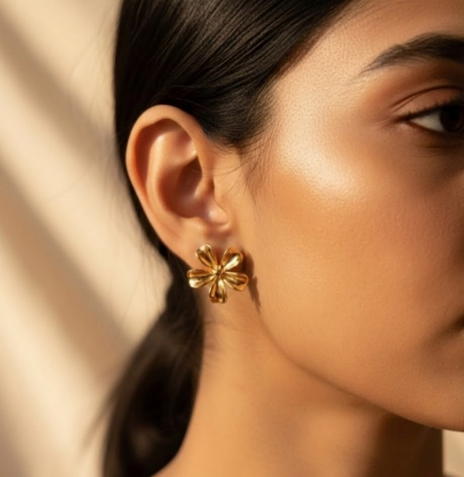 Golden Flower Studs