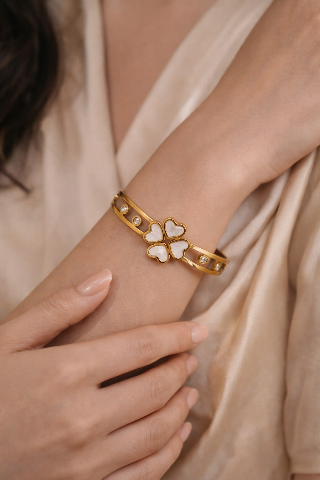 Four Leaf Clover Bangle Gold Anti Tarnish | Lucky Kada Women