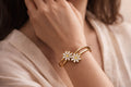 Daisy Bangle Gold Anti Tarnish | Floral Enamel Open Kada Women