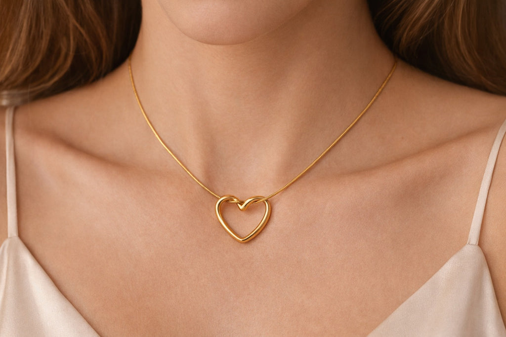 Anti Tarnish Gold Heart Necklace for Women | Minimal Everyday