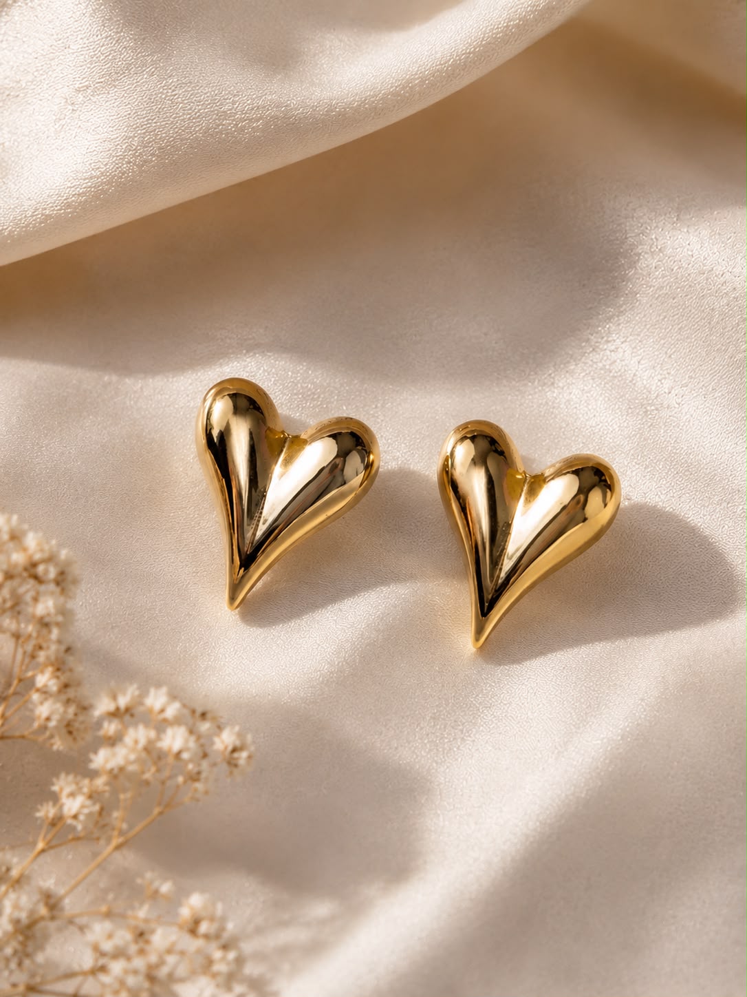 Sculpted Heart Stud Earrings