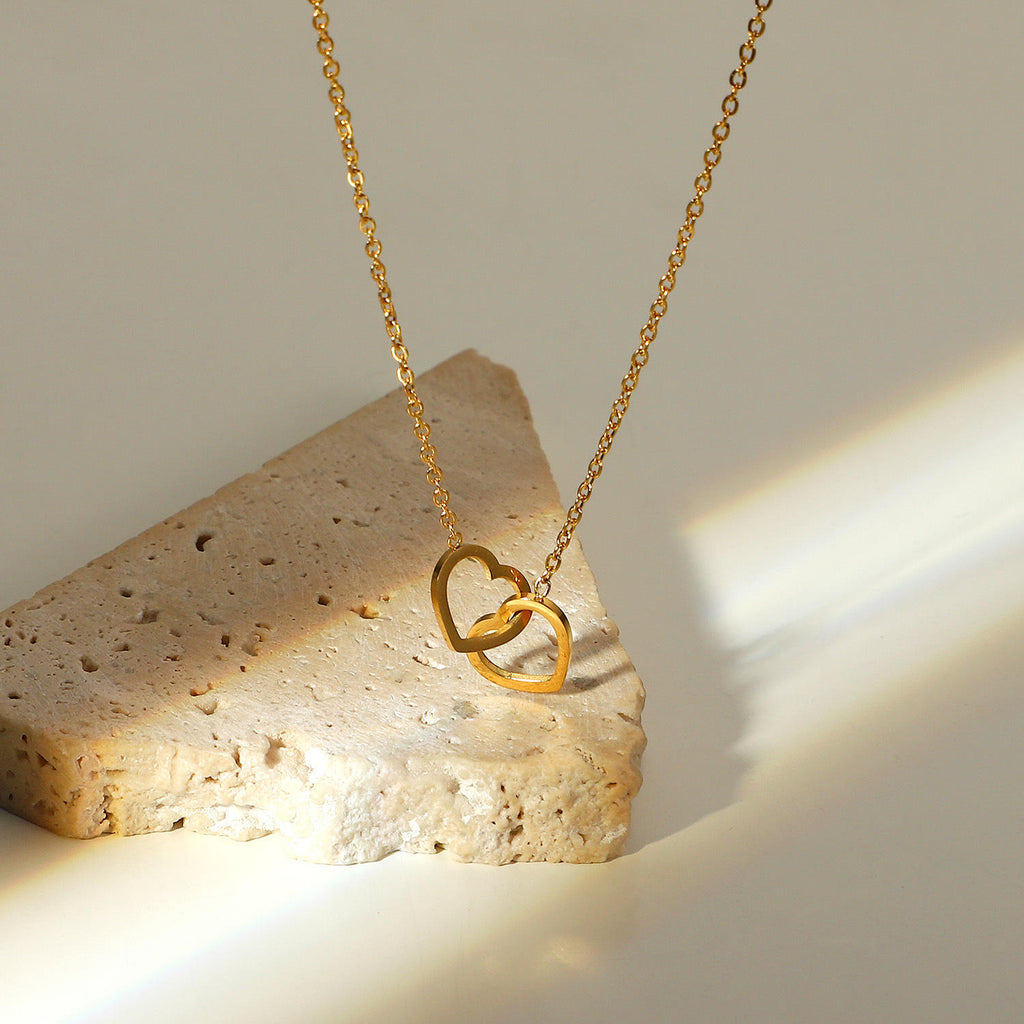 Linked Hearts Necklace – Anti Tarnish Minimal Love Jewelry for Women