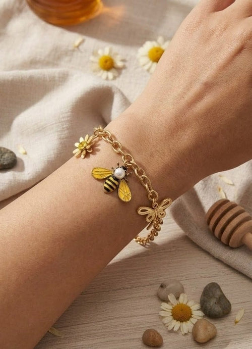 Bee Charm Bracelet Gold Anti Tarnish | Dainty Nature Jewelry