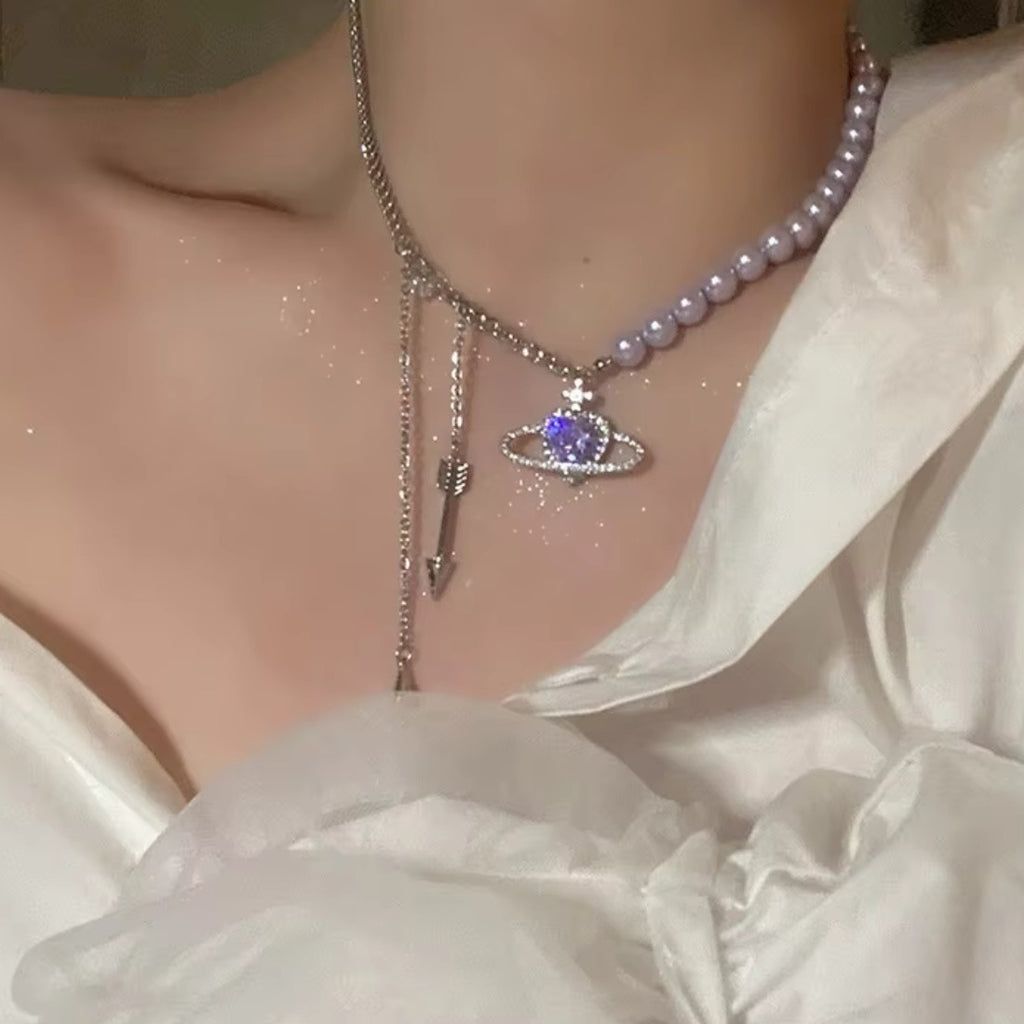 Lavender Love Planet Pearl Necklace