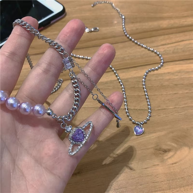 Lavender Love Planet Pearl Necklace