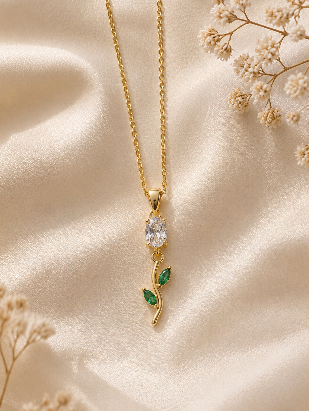 Emerald Vine Crystal Necklace – Anti Tarnish Premium Jewelry