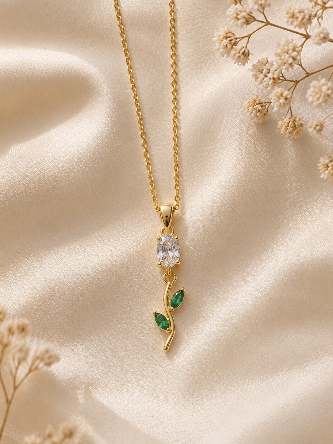 Emerald Vine Crystal Necklace – Anti Tarnish Premium Jewelry