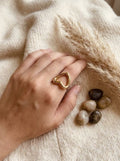 Minimal Heart Ring Gold Anti Tarnish | Adjustable Open Heart
