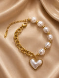 Pearl Heart Charm Bracelet