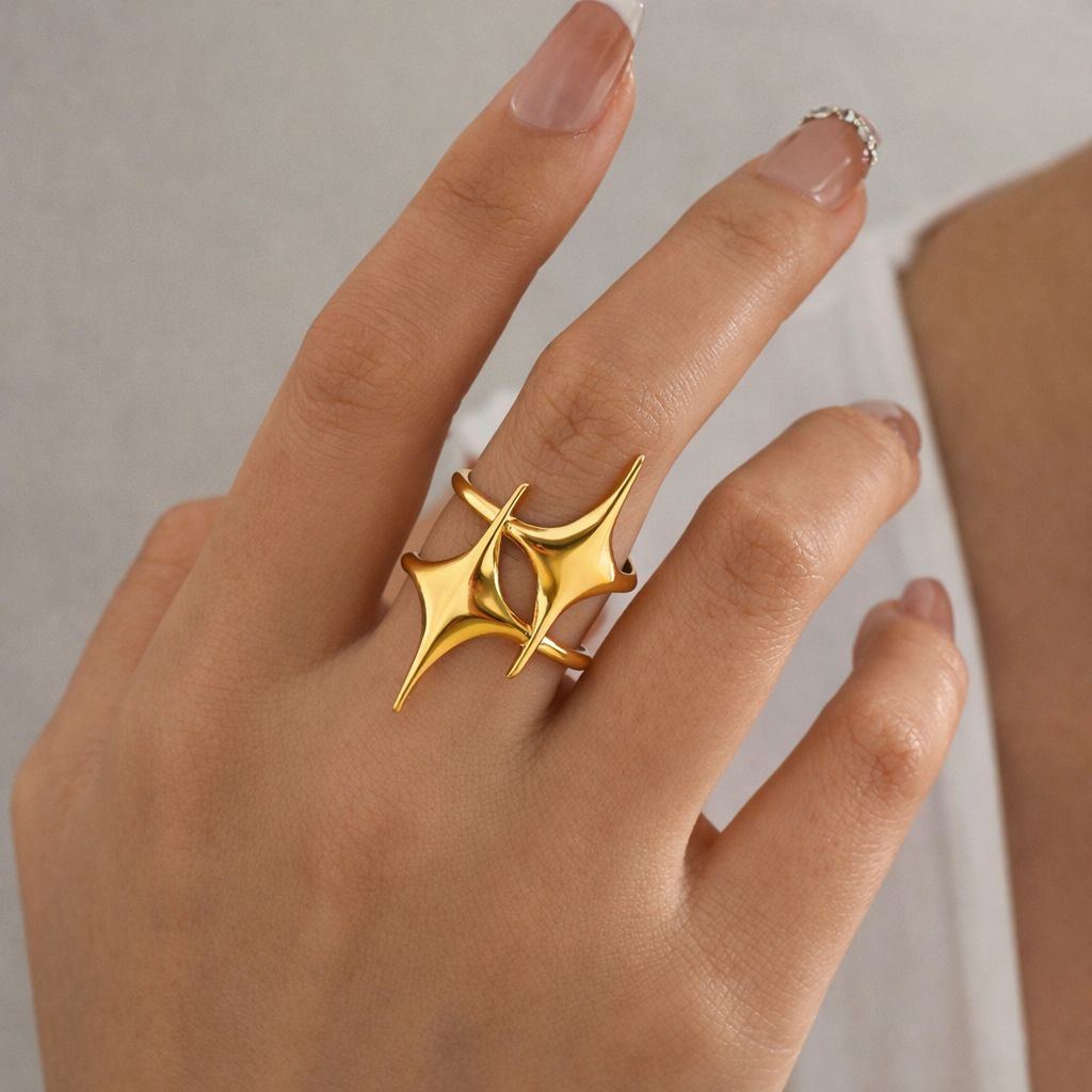 Nova Star Ring – Anti Tarnish Bold Statement Gold Ring for Women