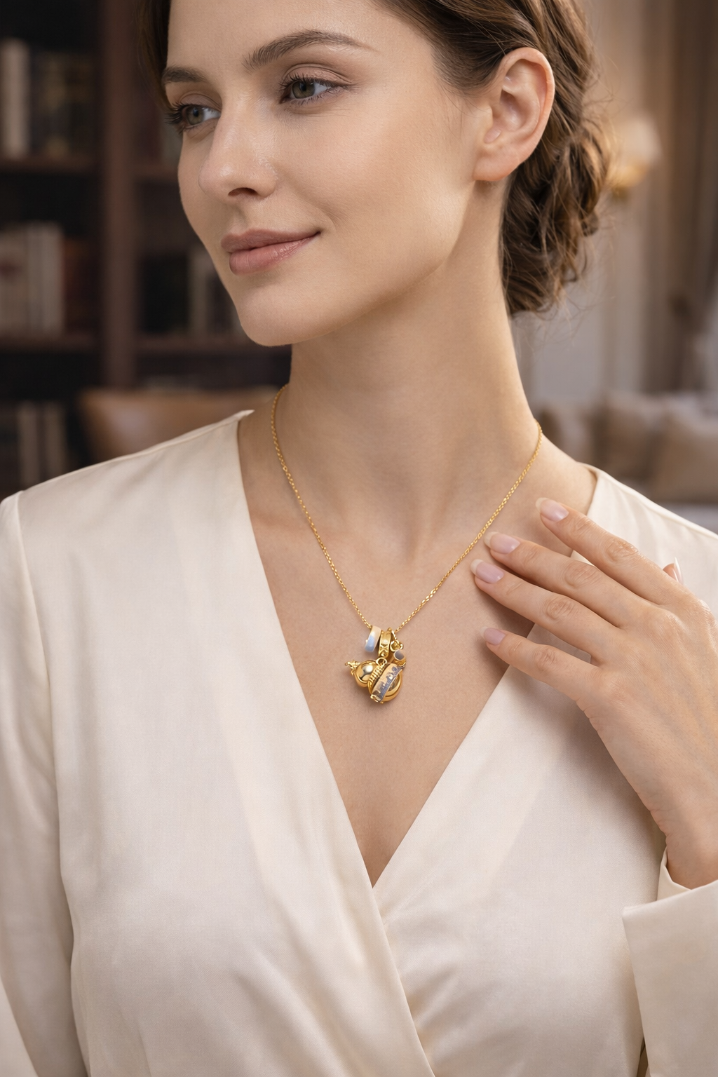 Celestial Orb Pendant Necklace – Anti Tarnish Statement Jewelry Women