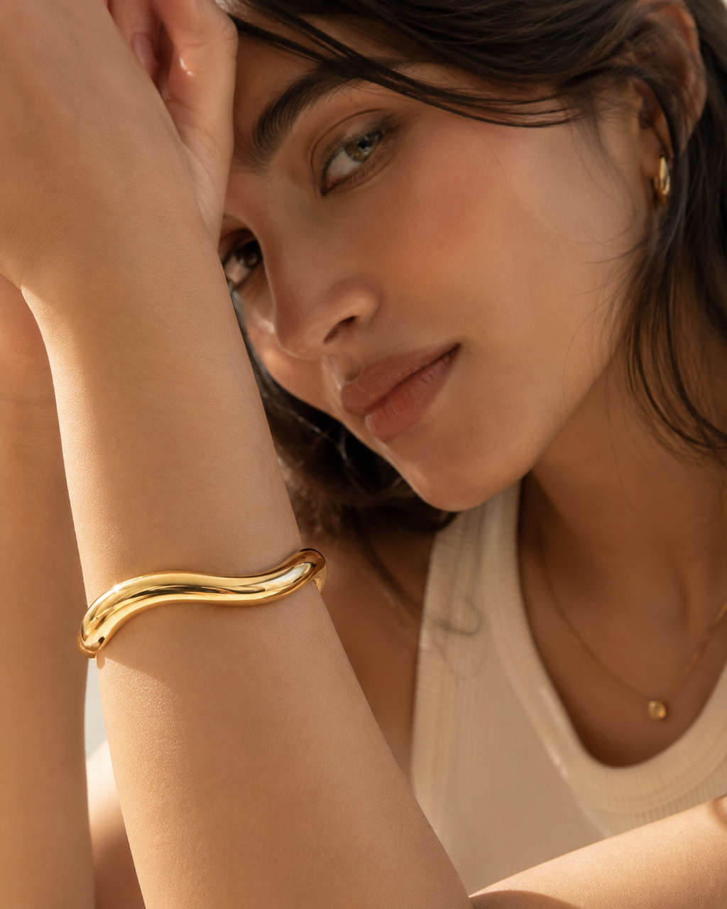 Organic Gold Bangle – Minimal Anti Tarnish Everyday Jewelry