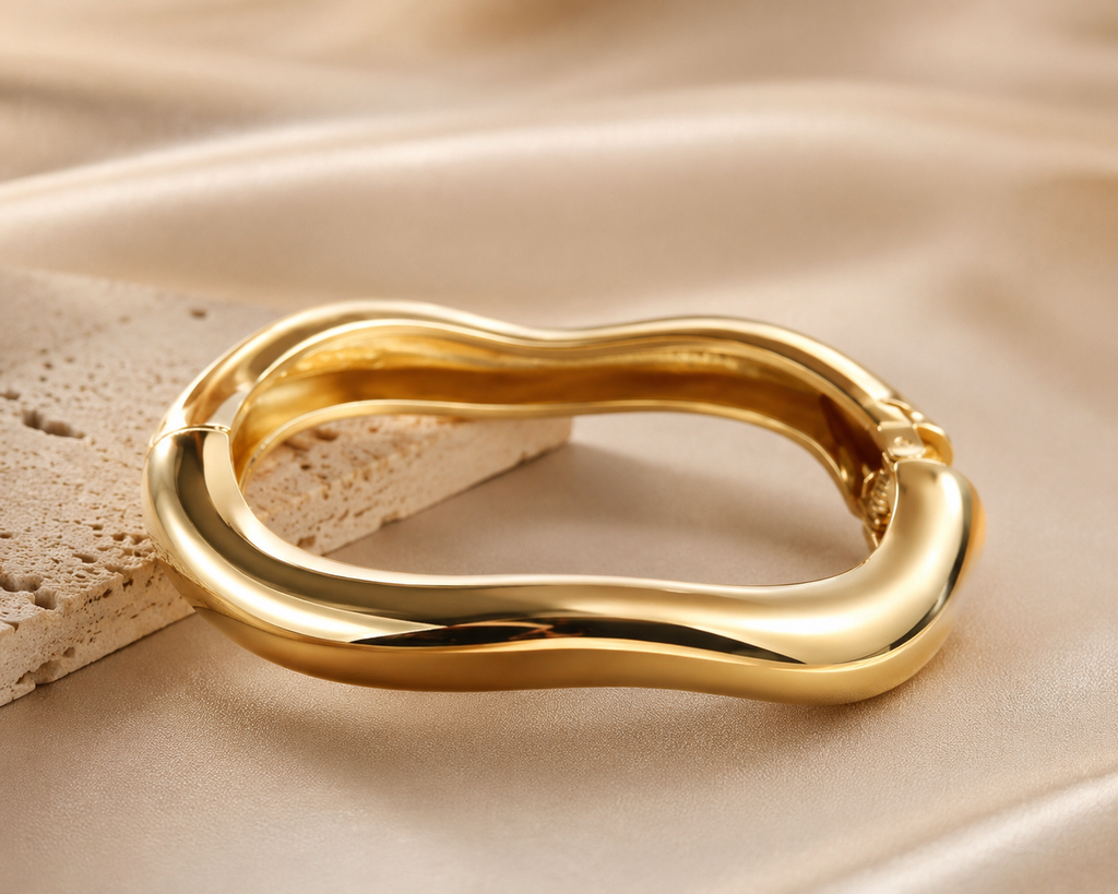 Organic Gold Bangle – Minimal Anti Tarnish Everyday Jewelry