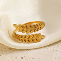 Golden Leaf Wrap Ring – Anti Tarnish Adjustable Statement Ring Women