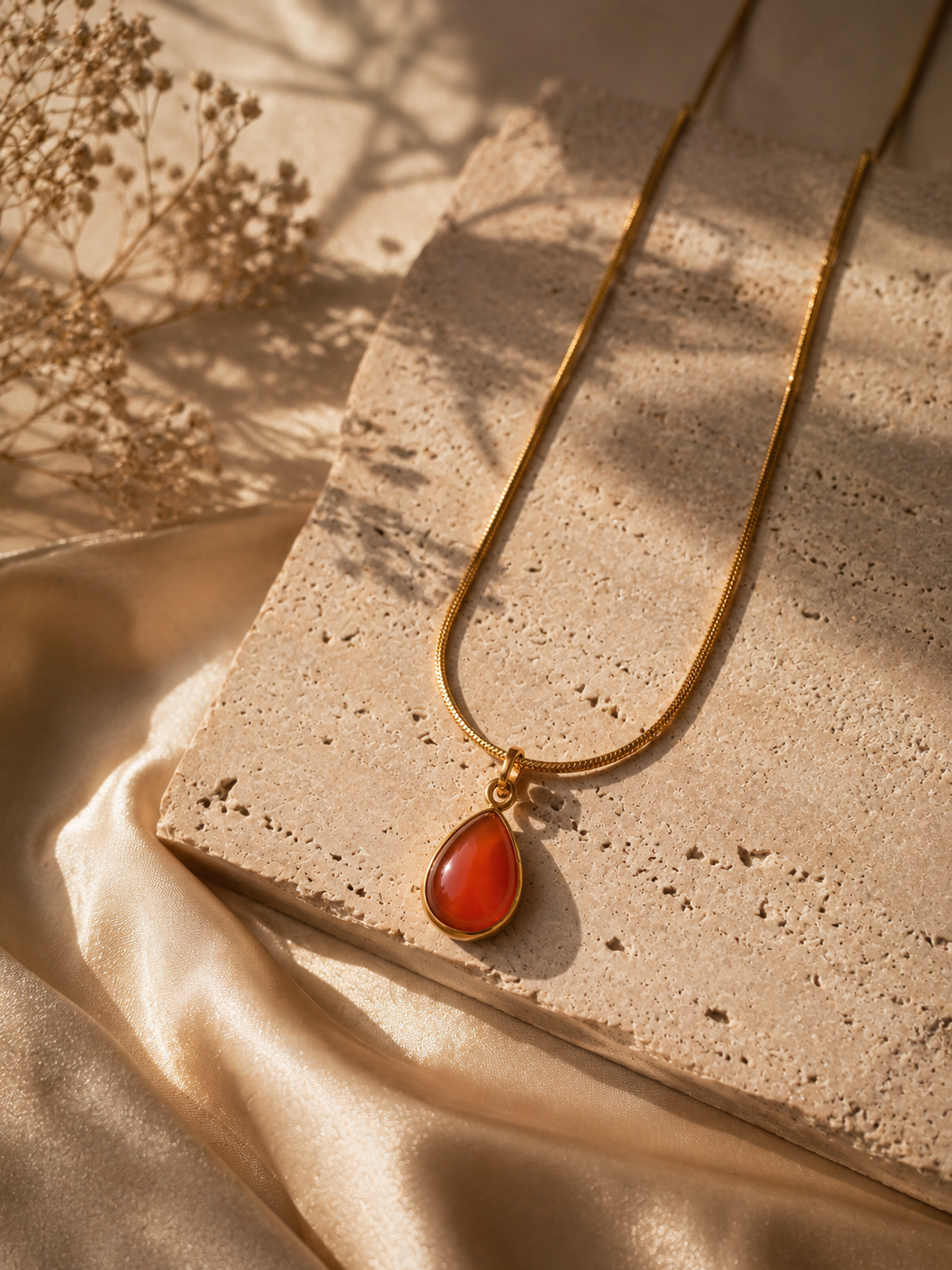 Crimson Dewdrop Pendant Necklace – Anti Tarnish Jewelry