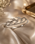 Leaf Vine Silver Bangle – Anti Tarnish Crystal Jewelry