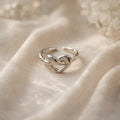 Silver Heart Ring Anti Tarnish | Adjustable Knot Design Women