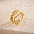 Minimal Layered Gold Ring – Anti Tarnish Stacked Ring for Women