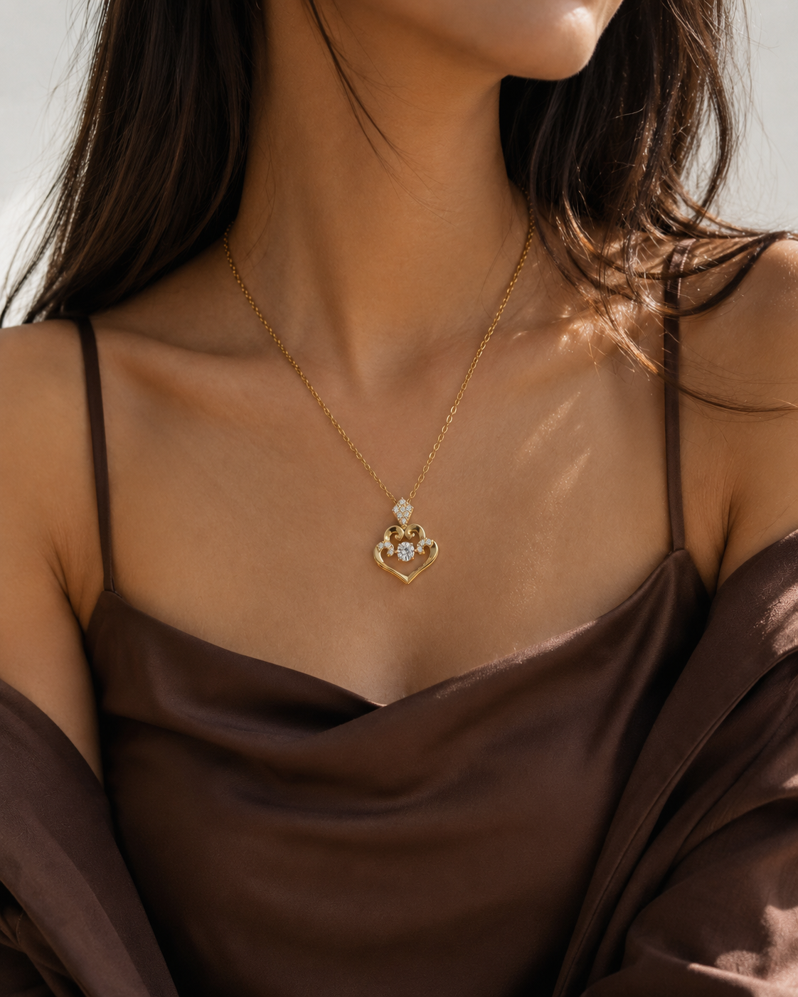 Celeste Heart Pendant Necklace – Anti Tarnish Dainty Jewelry