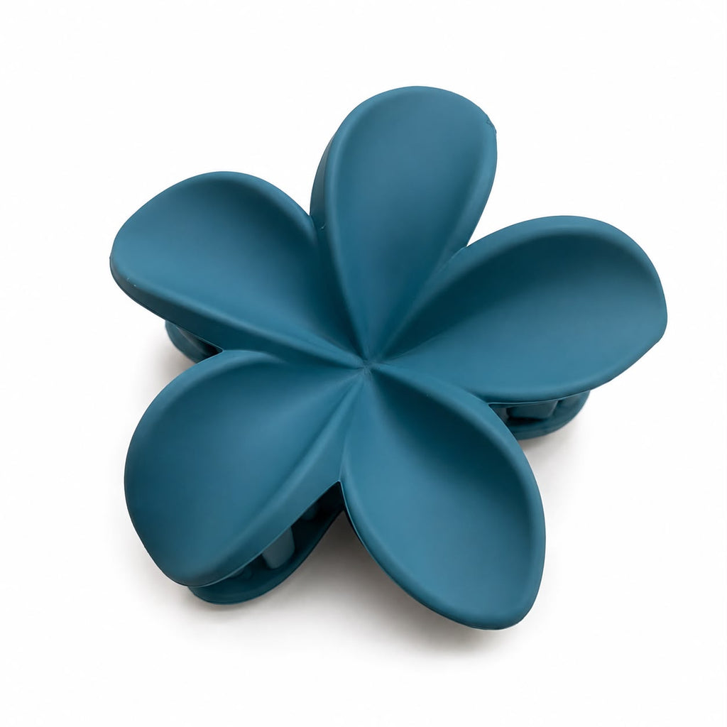 Matte Teal Blue Flower Hair Clutch