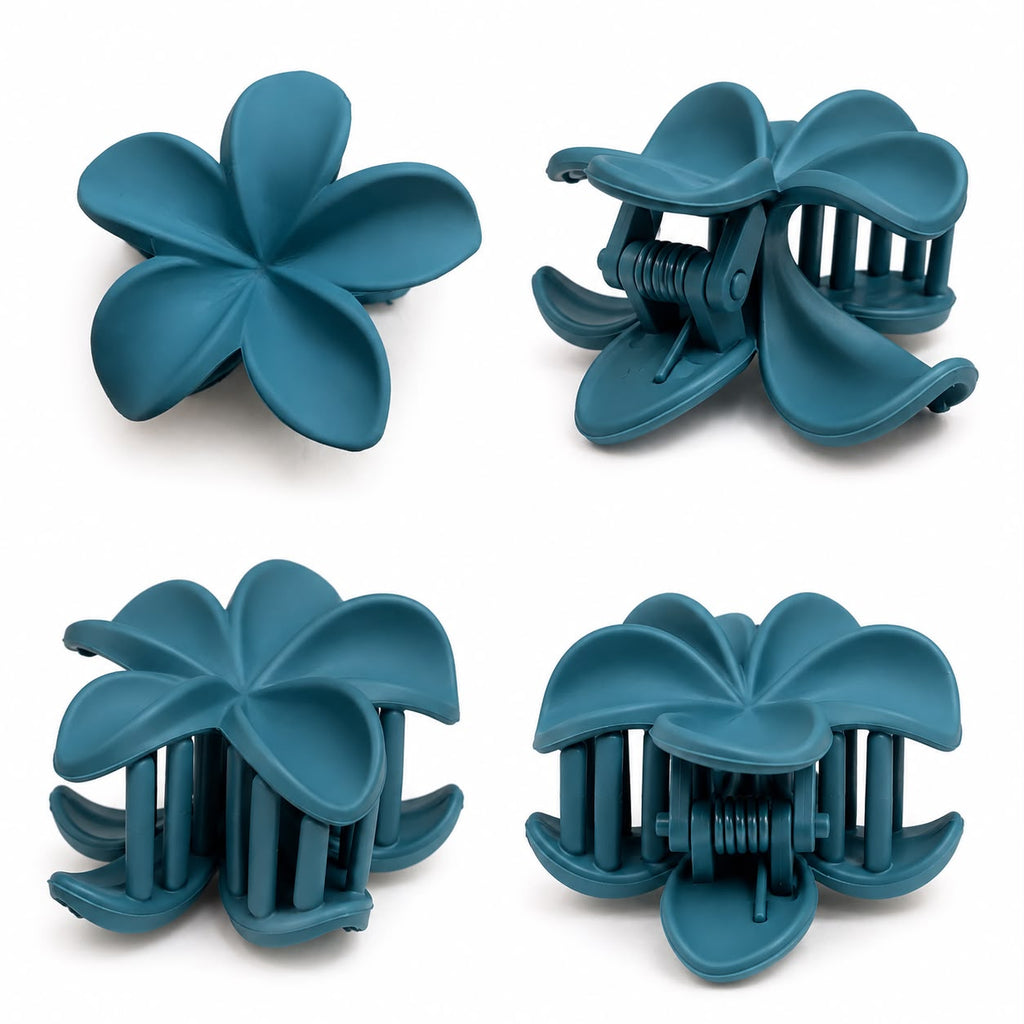 Matte Teal Blue Flower Hair Clutch
