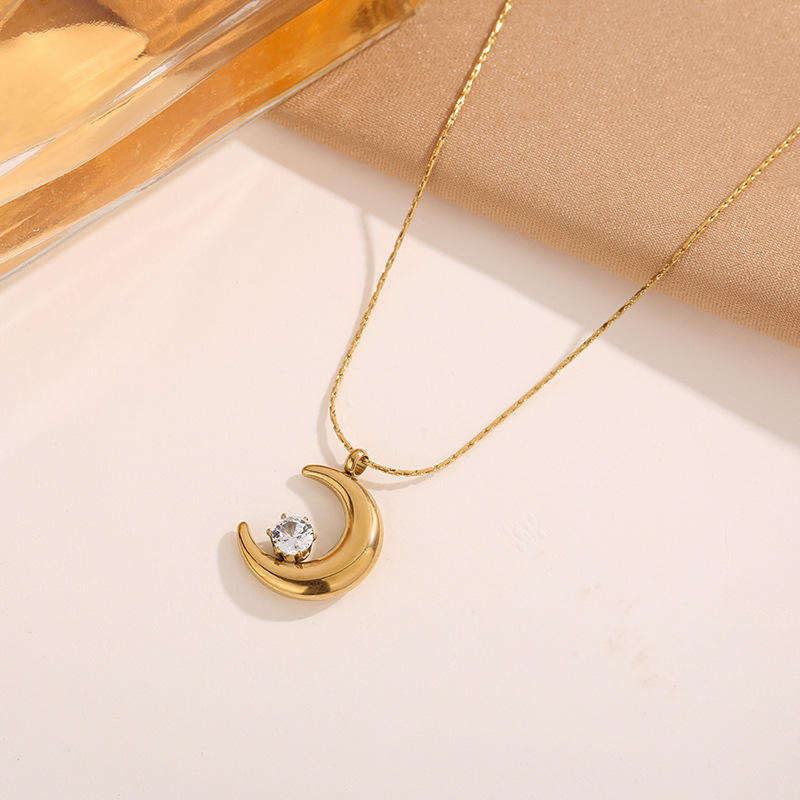Moonlight Crystal Necklace – Anti Tarnish Moon Pendant Jewelry Women