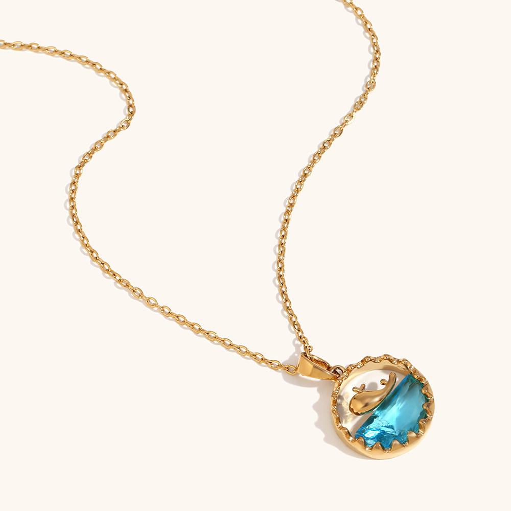 Ocean Wave Dolphin Necklace – Anti Tarnish Enamel Pendant for Women