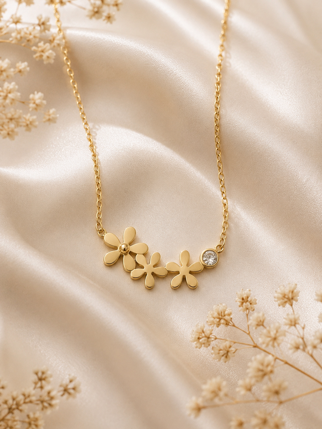 Golden Blossom Pendant Necklace – Anti Tarnish Dainty Jewelry