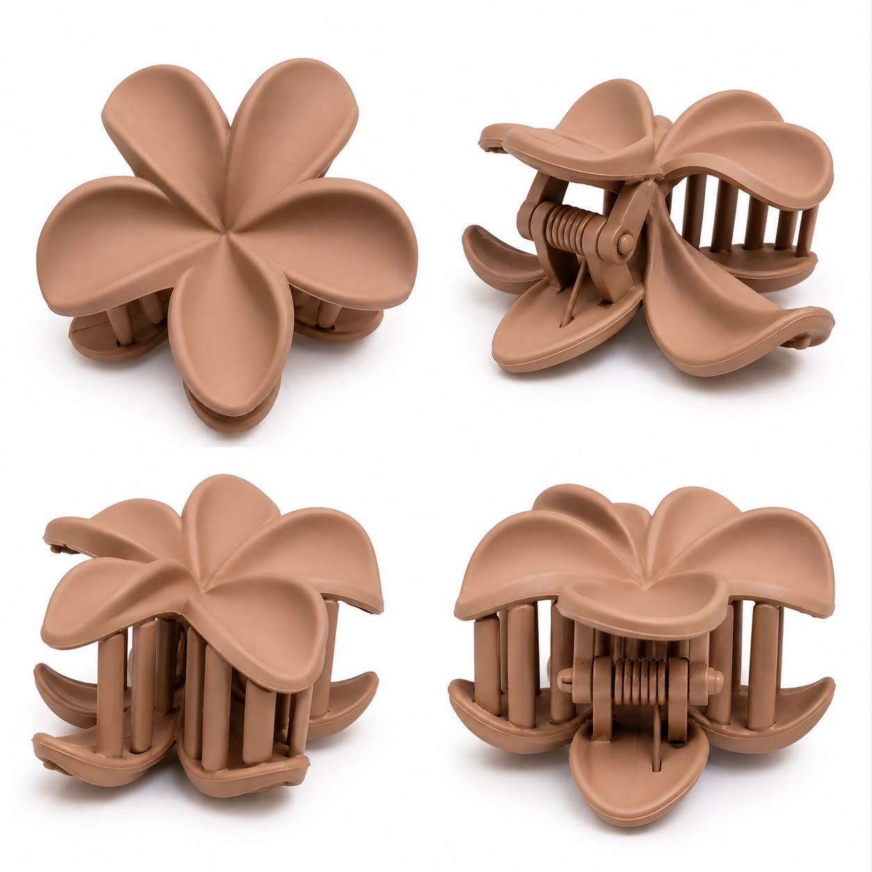 Matte Warm Beige Flower Hair Clutch