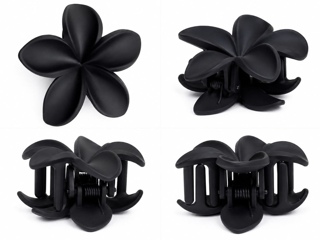 Matte Black Flower Hair Clutch