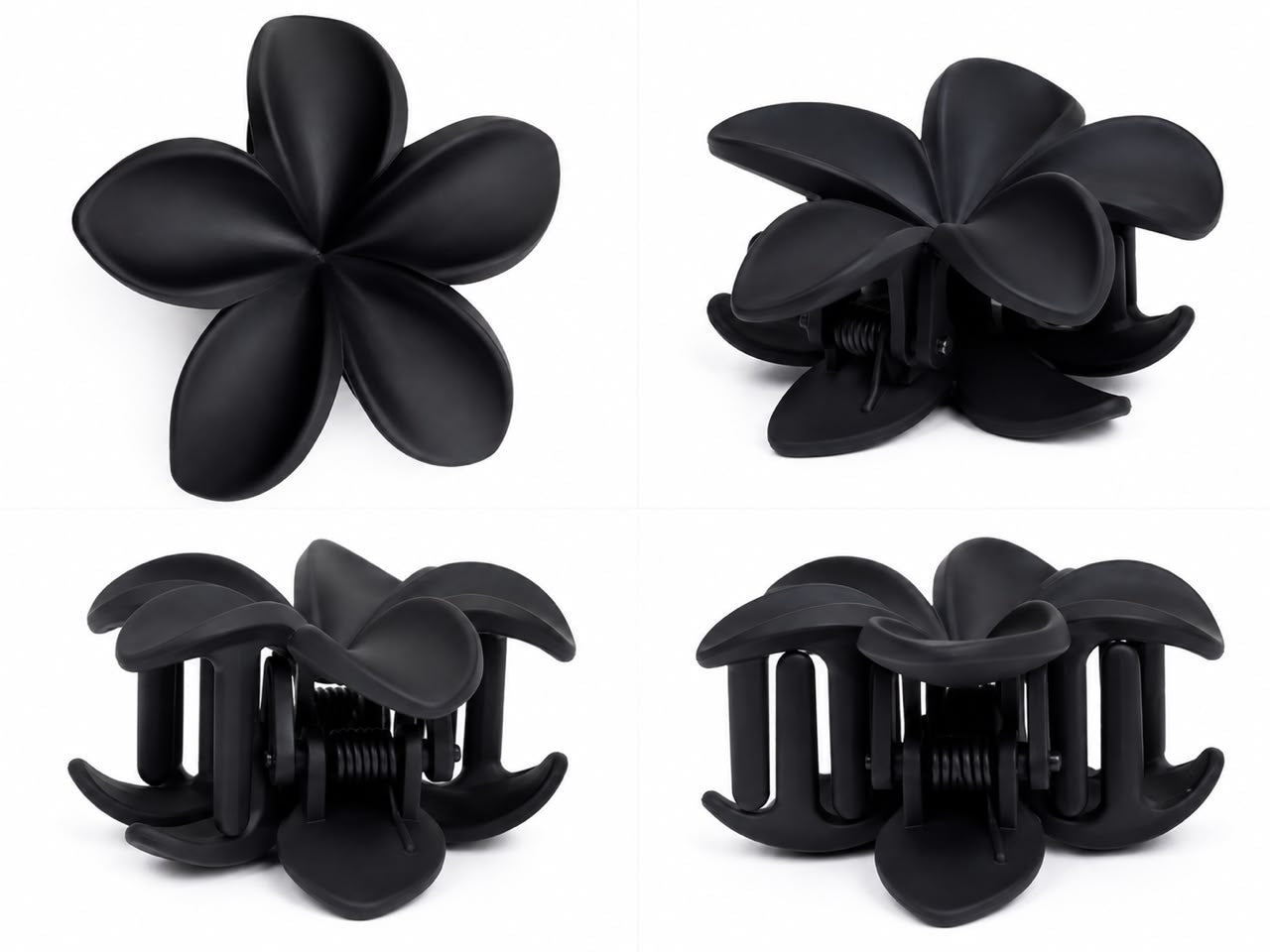 Matte Black Flower Hair Clutch