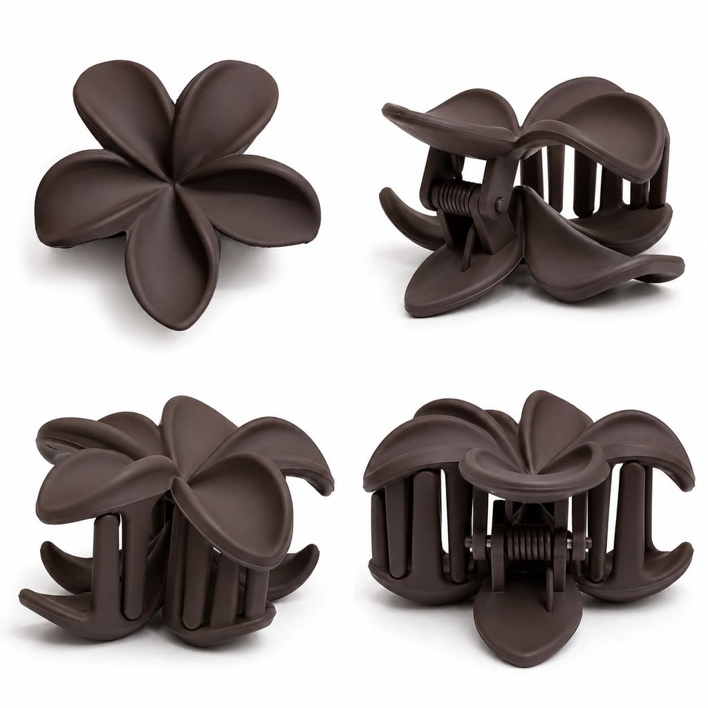 Matte Brown Flower Hair Clutch