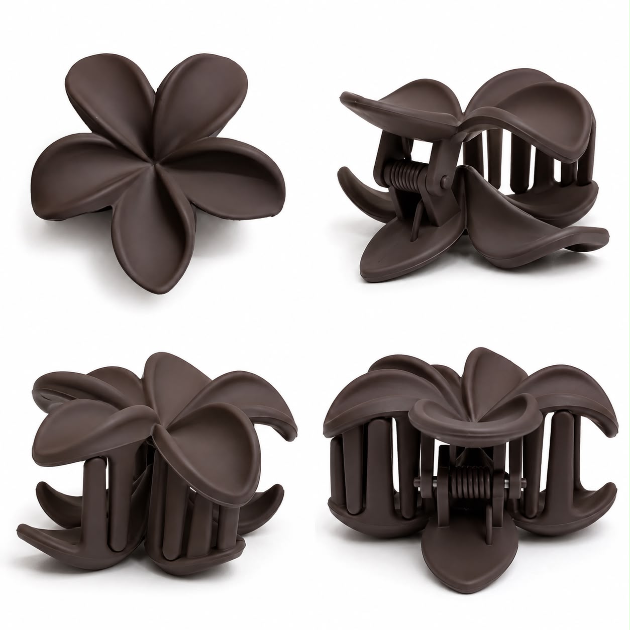 Matte Brown Flower Hair Clutch