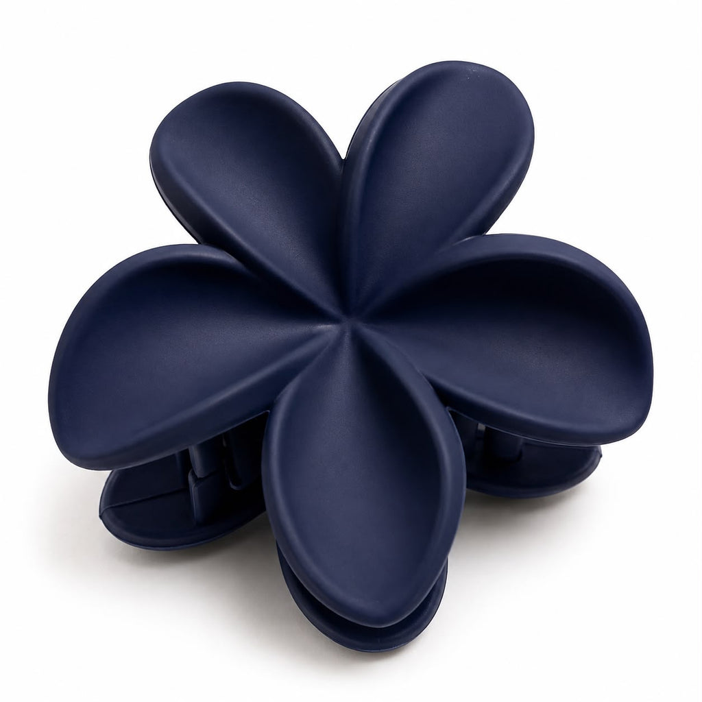 Matte Navy Blue Flower Hair Clutch