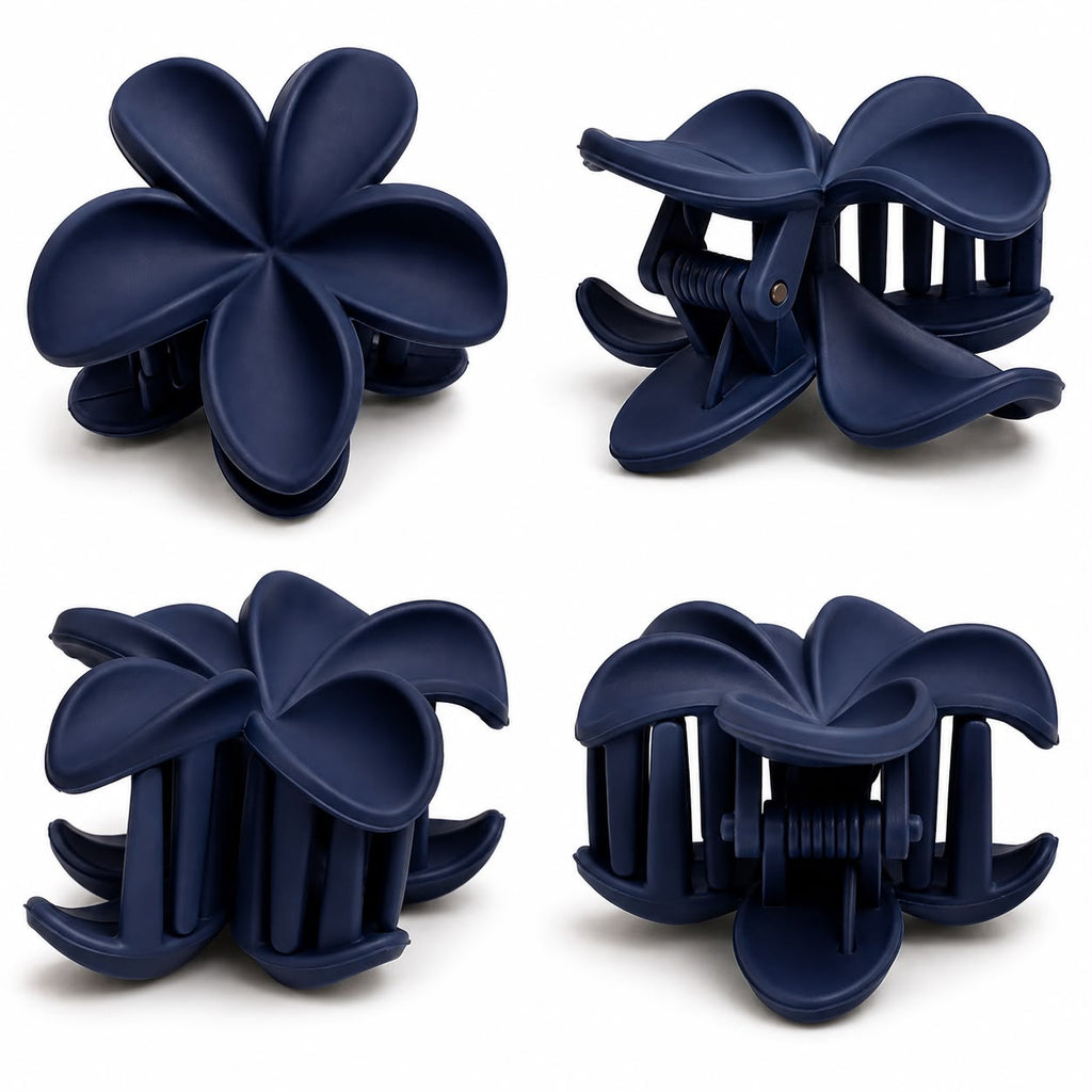 Matte Navy Blue Flower Hair Clutch